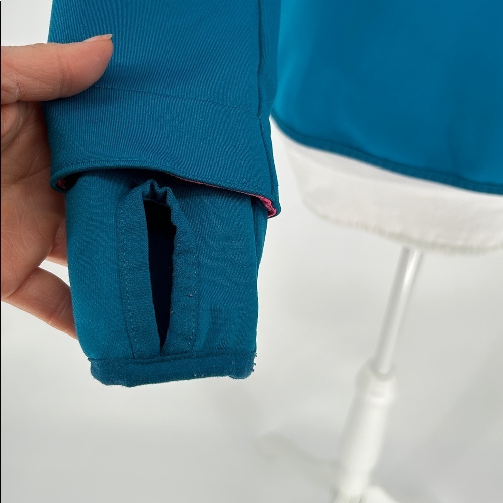 New Balance Womens Teal Half Zip Running Jacket Reflective Thumbholes XS - Picture 4 of 12